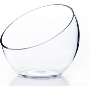 WGVI Clear Slant Cut Bowl Glass Vase, Glass Terrarium, Candy Dish, Glassware,